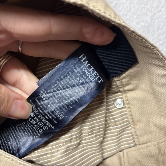 Hackett London Pants Men’s 32 R Oatmeal Trinity 5 pocket Trousers Khaki Bespoke - Picture 4 of 6